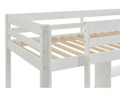 Hoogslaper 90 X 200 Cm Met Bureau, Slaapbank En Opbergruimte - Massief Grenen - Gebleekt + Matras - Goliath Iii-Vente-unique Outlet