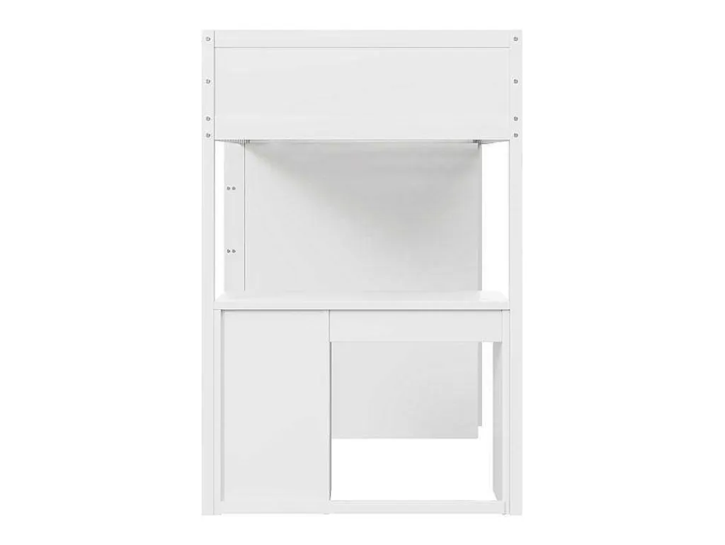Hoogslaper 90 X 200 Cm Met Bureau, Opbergplanken, Lades En Ladder, Mdf-Hout, Wit-Vente-unique Online