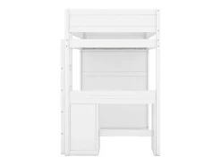 Hoogslaper 90 X 200 Cm Met Bureau + 2 Laden - Kledingkast Met Schuifdeur - Mdf Hout - Wit-Vente-unique Clearance