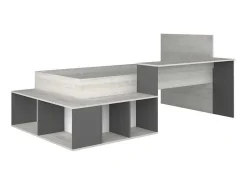 Hoogslaper 90 X 200 Cm Met Opbergruimte En Bureau - Kleur: Naturel En Antraciet - Rigali-Vente-unique Hot