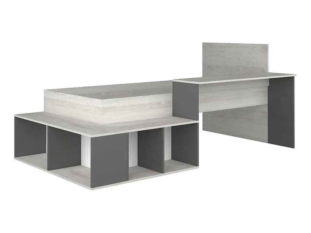 Hoogslaper 90 X 200 Cm Met Opbergruimte En Bureau - Kleur: Naturel En Antraciet - Rigali-Vente-unique Hot