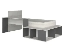 Hoogslaper 90 X 200 Cm Met Opbergruimte En Bureau - Kleur: Naturel En Antraciet - Rigali-Vente-unique Hot