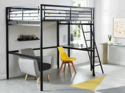 Hoogslaper Casual - Met Bureau - Kleur: Antraciet - Inclusief Matras 140 X 190 Cm-Vente-unique Outlet