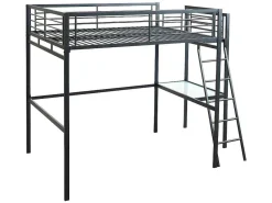 Hoogslaper Casual - Met Bureau - Kleur: Antraciet - Inclusief Matras 140 X 190 Cm-Vente-unique Outlet