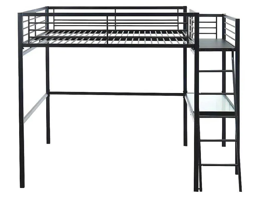 Hoogslaper Casual - Met Bureau - Kleur: Antraciet - Inclusief Matras 140 X 190 Cm-Vente-unique Outlet