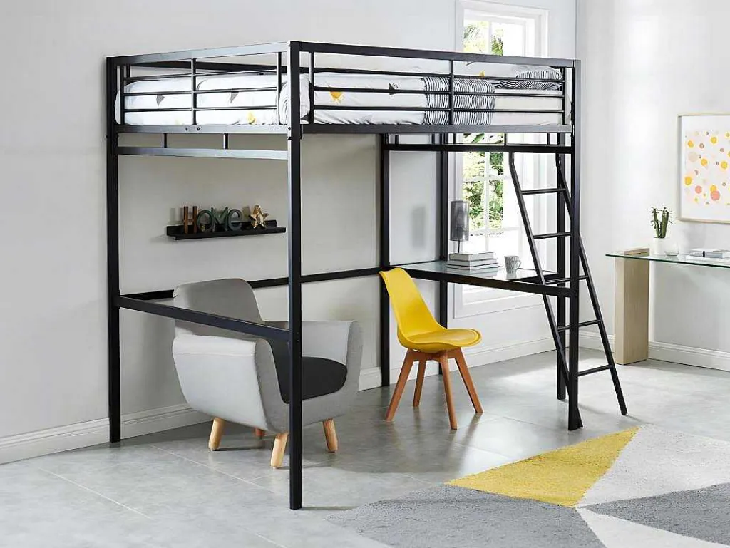Hoogslaper Casual Ii - Bed 140 X 190 Cm - Bureau - Antraciet-Vente-unique Best
