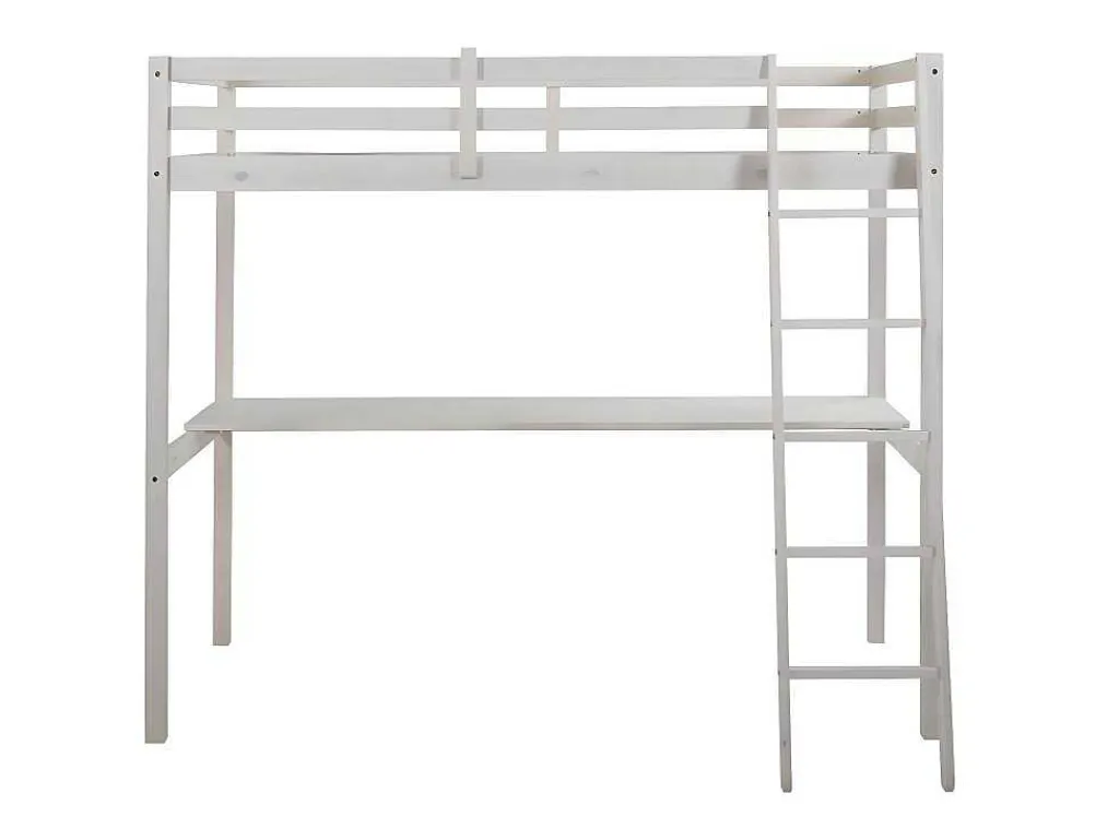 Hoogslaper Gedeon - 90 X 190 Cm - Met Bureau - Massief Grenen - Gebleekt-Vente-unique