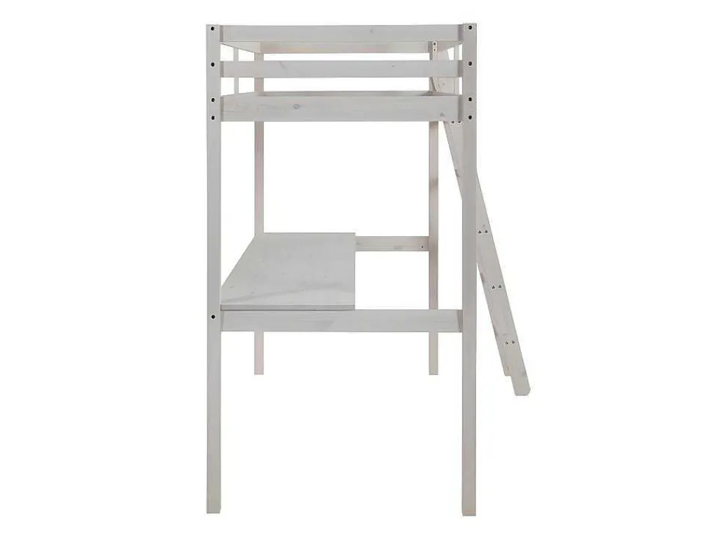 Hoogslaper Gedeon - 90 X 190 Cm - Met Bureau - Massief Grenen - Gebleekt-Vente-unique
