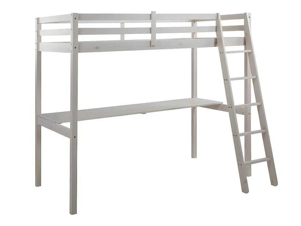 Hoogslaper Gedeon Ii - 90 X 190 Cm - Met Bureau - Massief Grenen - Gebleekt + Matras-Vente-unique New