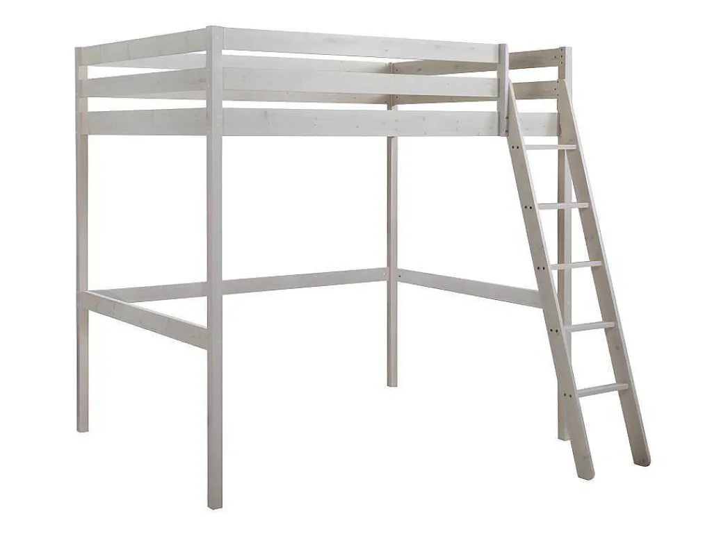 Hoogslaper Gedeon Ii - 140 X 190 Cm - Massief Grenen - Gebleekt + Matras-Vente-unique Discount