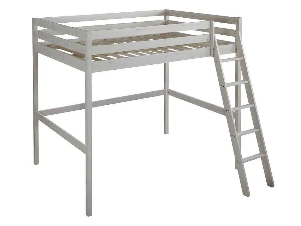 Hoogslaper Gedeon Ii - 140 X 190 Cm - Massief Grenen - Gebleekt + Matras-Vente-unique Discount
