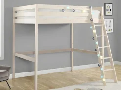 Hoogslaper Gedeon Ii - 140 X 190 Cm - Massief Grenen - Gebleekt + Matras-Vente-unique Discount