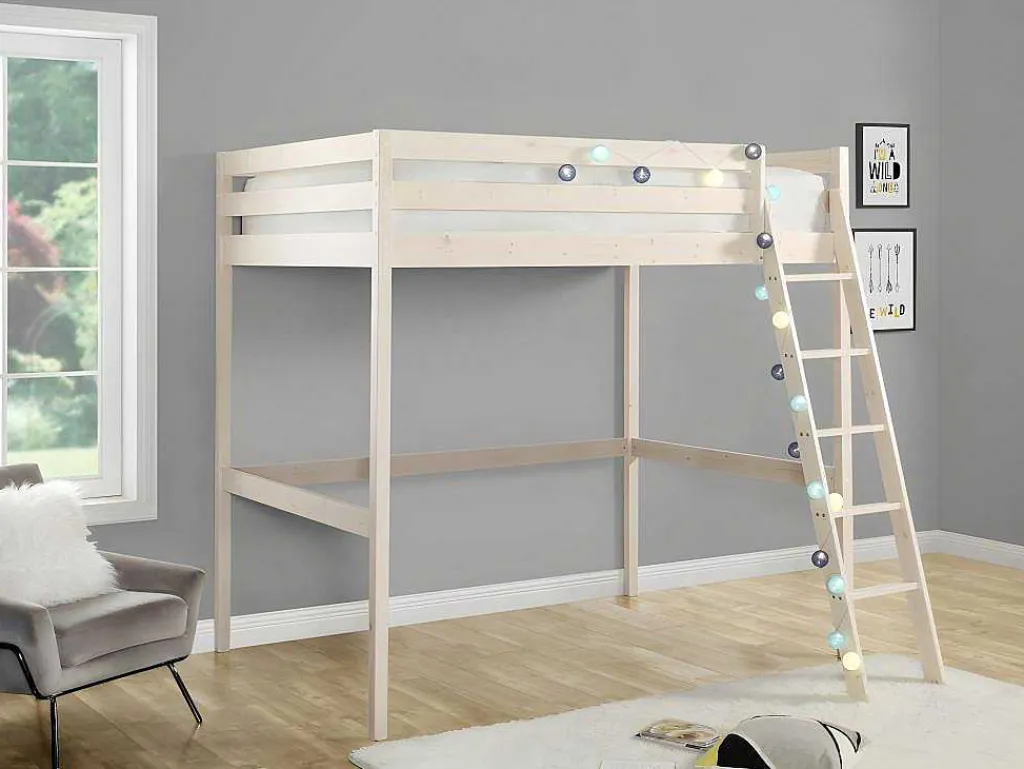 Hoogslaper Gedeon Ii - 140 X 190 Cm - Massief Grenen - Gebleekt + Matras-Vente-unique Discount