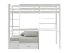 Hoogslaper Goliath Ii Met Bureau, Bedbank En Opbergruimte - 90 X 200 Cm - Massief Grenen - Gebleekt-Vente-unique Best