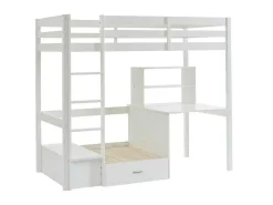 Hoogslaper Goliath Ii Met Bureau, Bedbank En Opbergruimte - 90 X 200 Cm - Massief Grenen - Gebleekt-Vente-unique Best