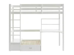 Hoogslaper Goliath Ii Met Bureau, Bedbank En Opbergruimte - 90 X 200 Cm - Massief Grenen - Gebleekt-Vente-unique Best