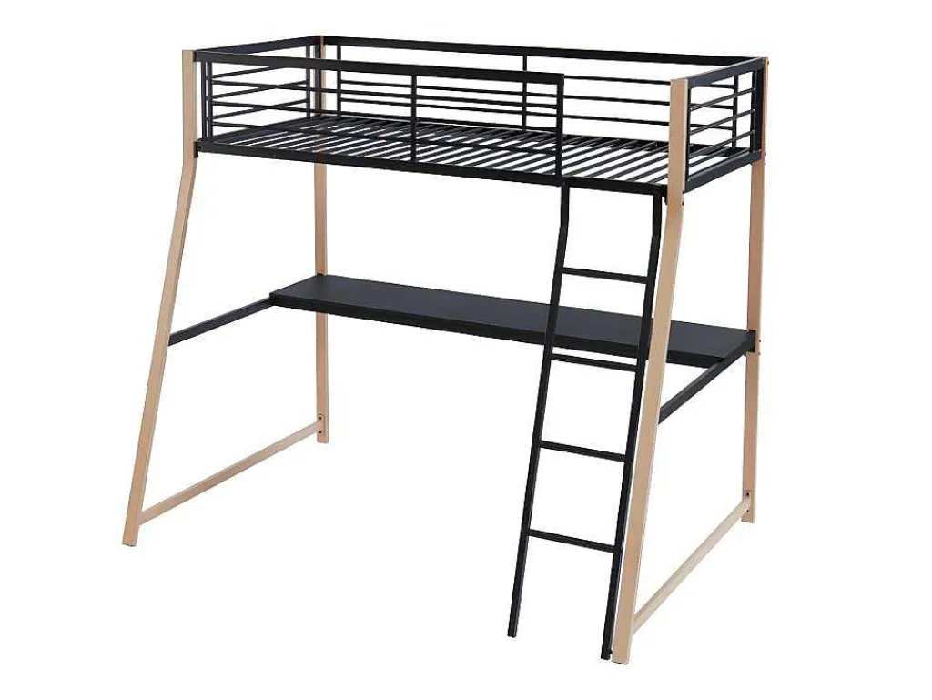 Hoogslaper Malicia - 90 X 190 Cm - Met Hoekbureau - Zwart En Eiken-Vente-unique