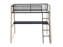 Hoogslaper Malicia - 90 X 190 Cm - Met Hoekbureau - Zwart En Eiken-Vente-unique