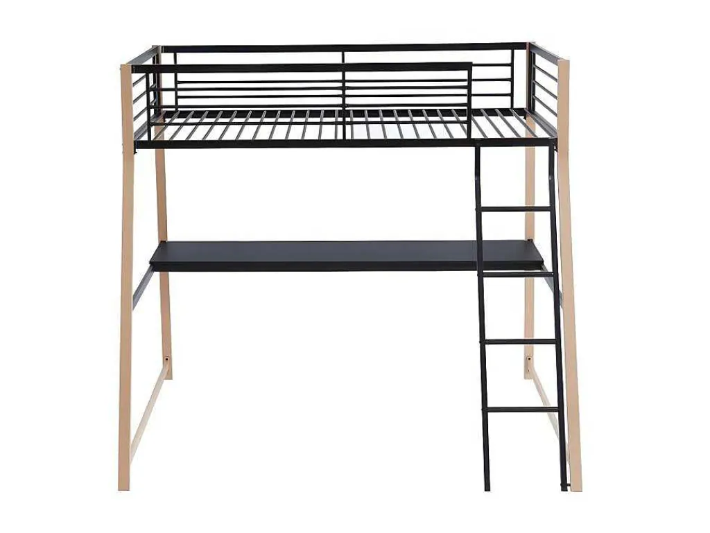 Hoogslaper Malicia - 90 X 190 Cm - Met Hoekbureau - Zwart En Eiken-Vente-unique