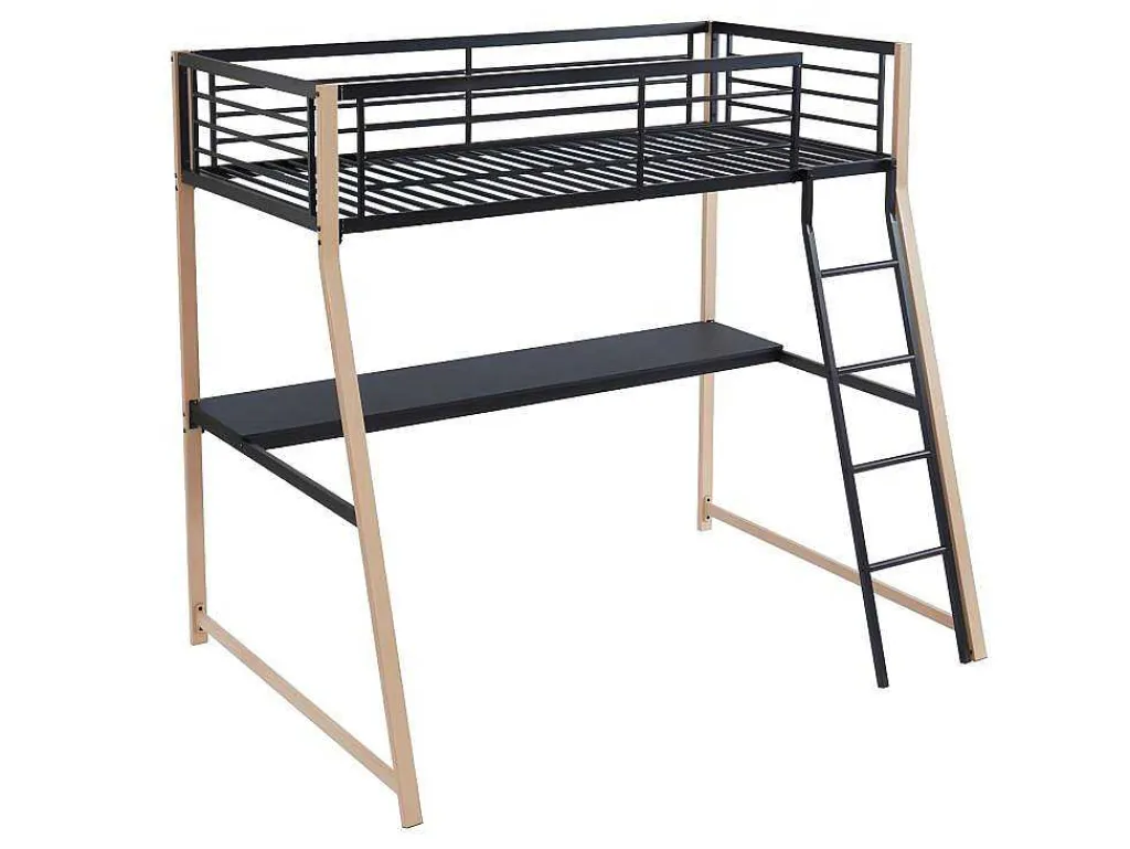 Hoogslaper Malicia - 90 X 190 Cm - Met Hoekbureau - Zwart En Eiken-Vente-unique