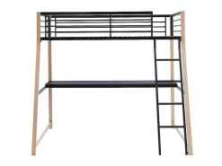 Hoogslaper Malicia - 90 X 190 Cm - Met Hoekbureau - Zwart En Eiken-Vente-unique