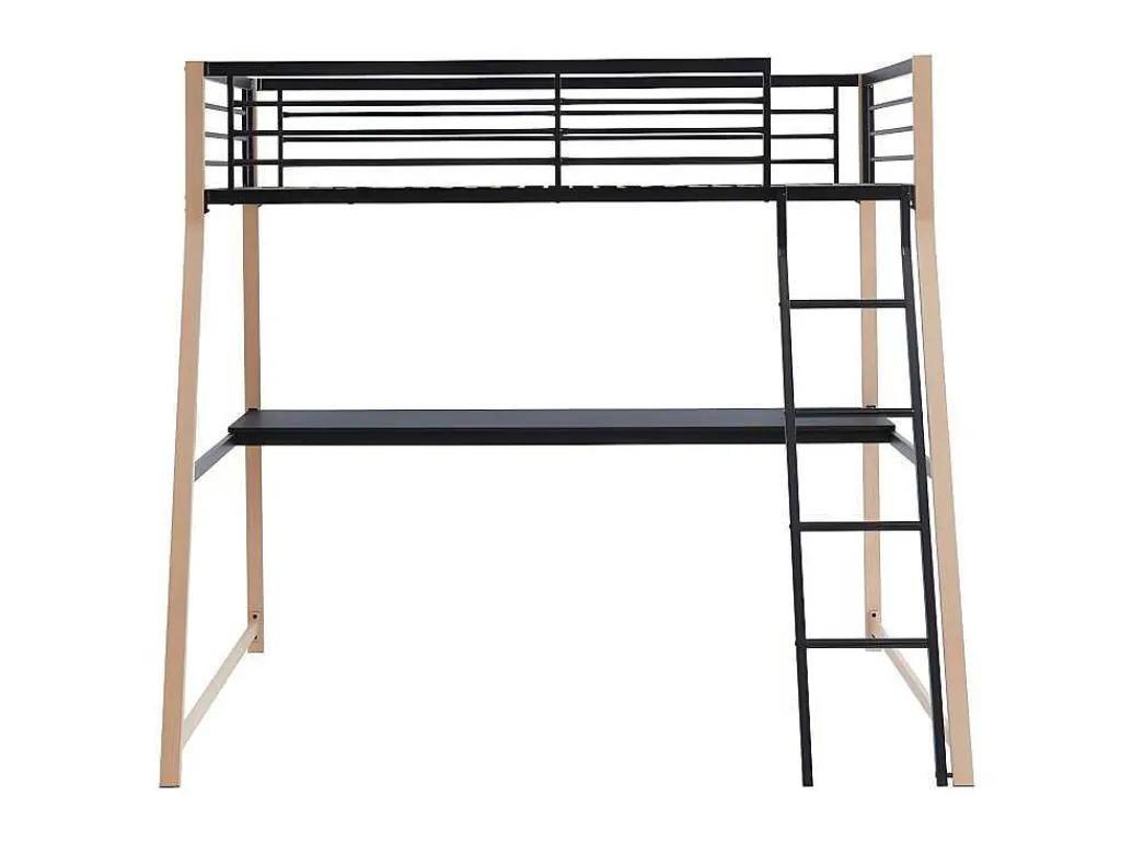 Hoogslaper Malicia - 90 X 190 Cm - Met Hoekbureau - Zwart En Eiken-Vente-unique