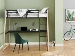 Hoogslaper Malicia - 90 X 190 Cm - Met Hoekbureau - Zwart En Eiken-Vente-unique