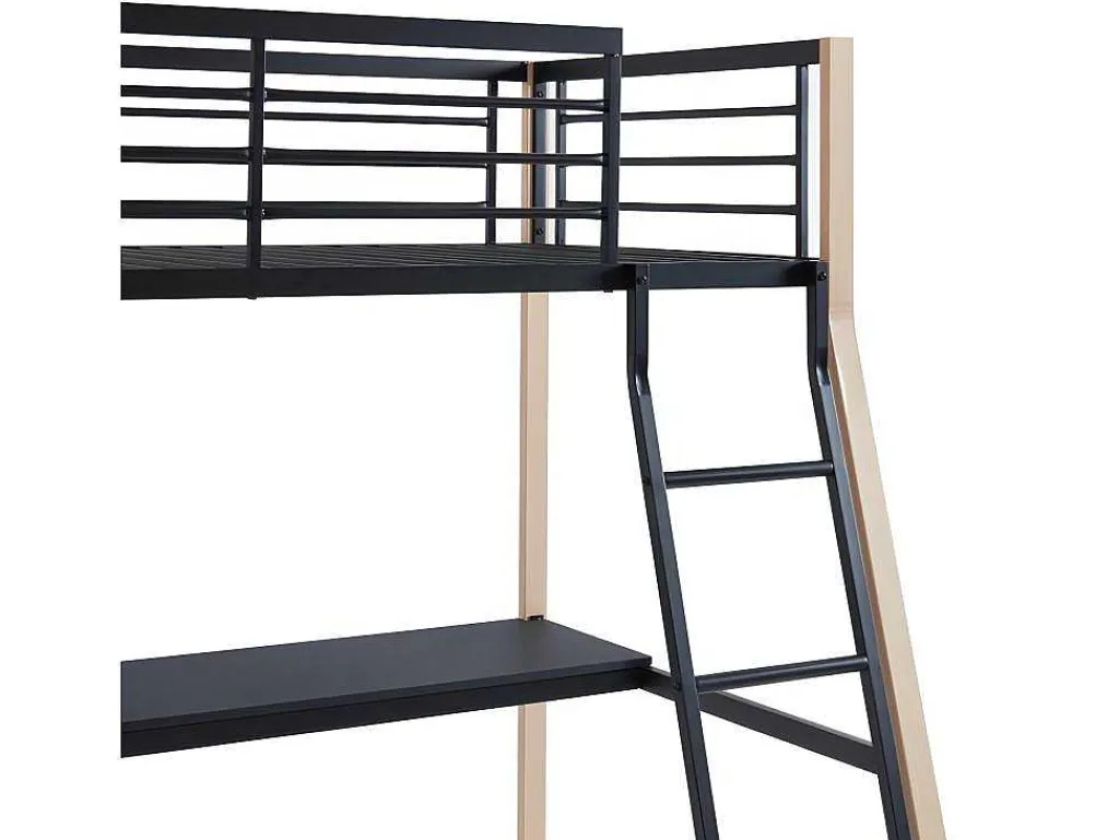 Hoogslaper Malicia - 90 X 190 Cm - Met Hoekbureau - Zwart En Eiken-Vente-unique