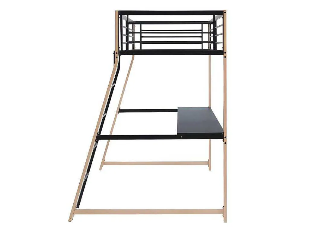 Hoogslaper Malicia - 90 X 190 Cm - Met Hoekbureau - Zwart En Eiken-Vente-unique