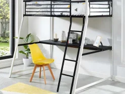 Hoogslaper Malicia - 90 X 190 Cm - Met Hoekbureau - Zwart En Wit + Matras-Vente-unique Outlet
