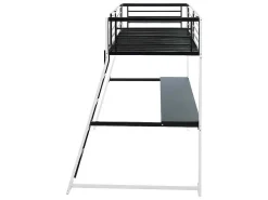 Hoogslaper Malicia - Bed 90 X 190 Cm - Ingebouwd Bureau - Zwart En Wit-Vente-unique