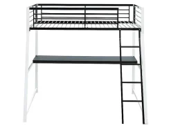 Hoogslaper Malicia - Bed 90 X 190 Cm - Ingebouwd Bureau - Zwart En Wit-Vente-unique