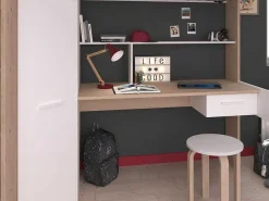 Hoogslaper Met Bureau En Kast - 90 X 200 Cm - Wit En Naturel - Auckland-Vente-unique Sale