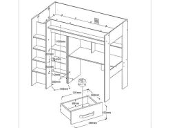 Hoogslaper Met Bureau En Kast - 90 X 200 Cm - Wit En Naturel - Auckland-Vente-unique Sale