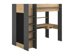 Hoogslaper Met Bureau En Kast - 90X200Cm - Naturel En Antraciet - Auckland-Vente-unique Online