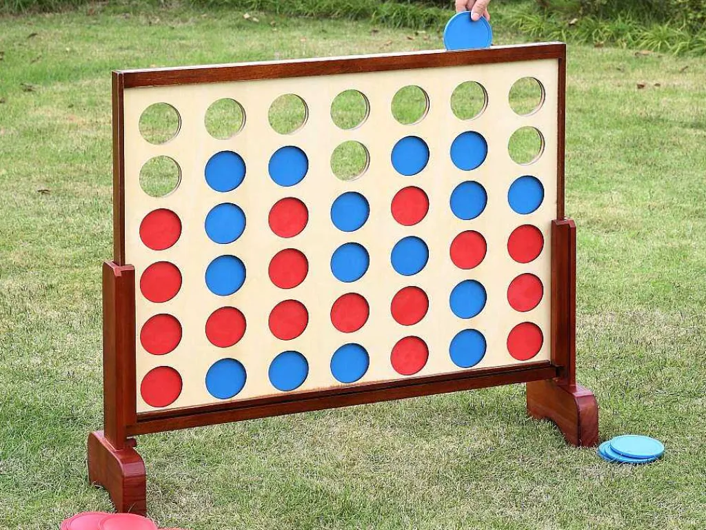 Houten Reuze-Bordspel - 4 Op Een Rij - L79 X H72 Cm - Toupsi-Vente-unique Clearance