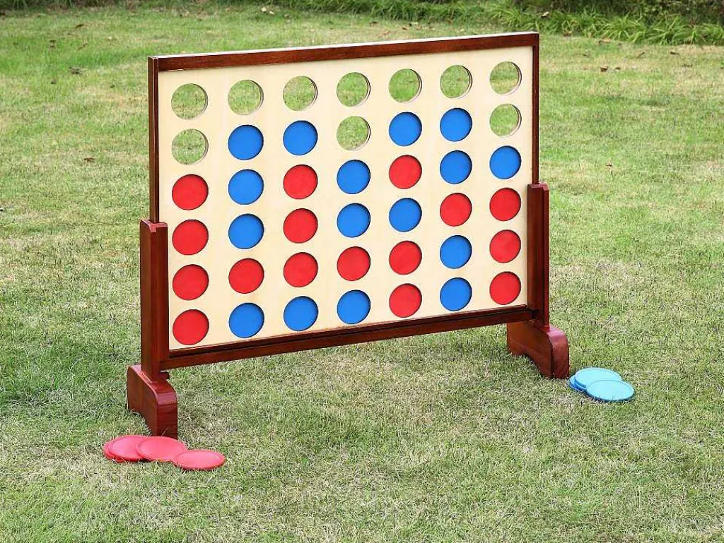 Houten Reuze-Bordspel - 4 Op Een Rij - L79 X H72 Cm - Toupsi-Vente-unique Clearance