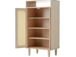 Houten Schoenenkast - 2 Rotan Deuren En 3 Verstelbare Interne Planken - Naturel-ModernLuxe Hot