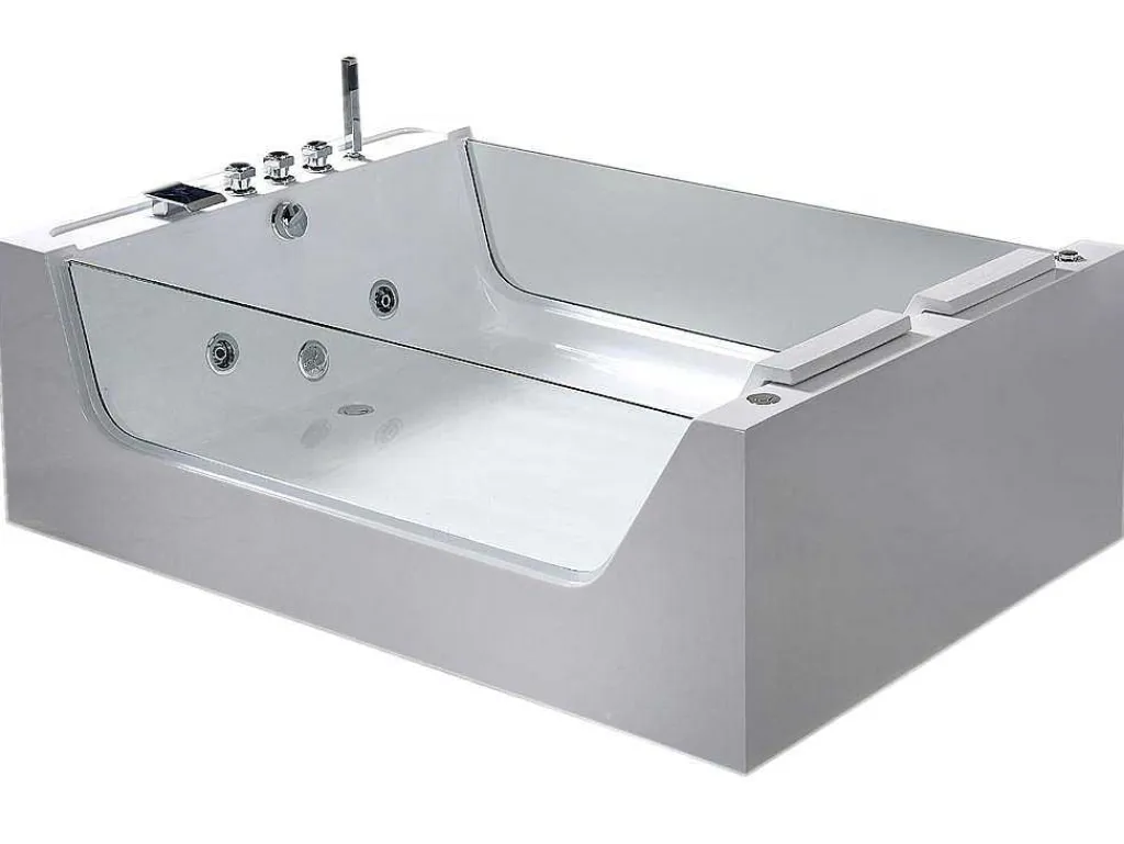 Hydromassagebad Met 2 Panoramische Glazen 170 X 120 Cm 8 Jets Gemma-ELITESHOPPING Hot