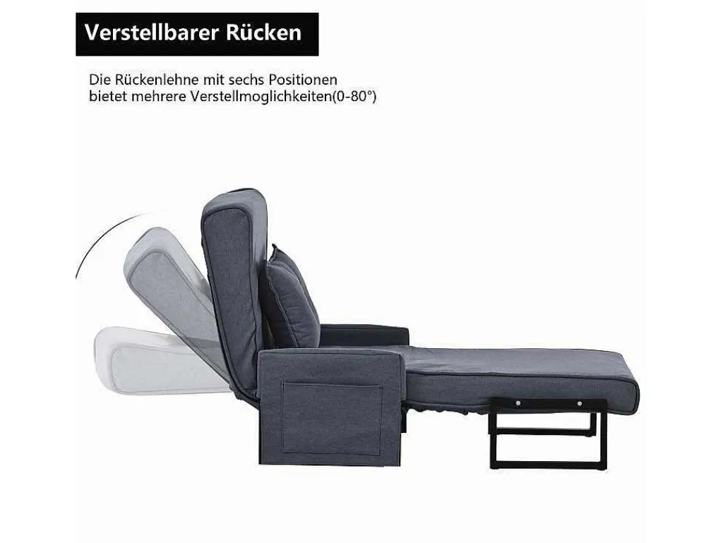 3-In-1 Converteerbare Fauteuil In Stof - Grijs-Vente-unique Hot