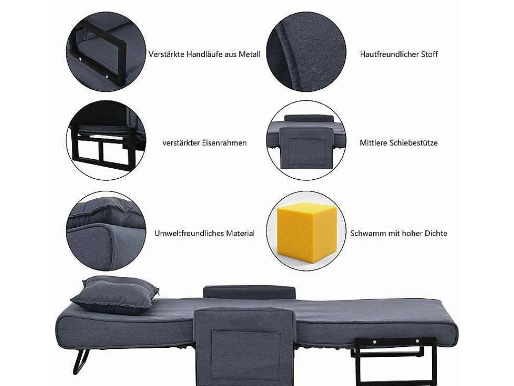 3-In-1 Converteerbare Fauteuil In Stof - Grijs-Vente-unique Hot