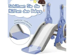 4-In-1 Glijbaan Met Schommel En Basketbalstandaard Voor Kinderen, Klimladder, Voor Binnen En Buiten, Blauw-Vente-unique Best