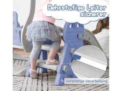 4-In-1 Glijbaan Met Schommel En Basketbalstandaard Voor Kinderen, Klimladder, Voor Binnen En Buiten, Blauw-Vente-unique Best