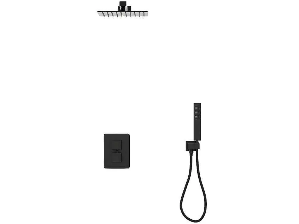Inbouw Douche Met Thermostatische Mengkraan En Vaste Wandhouder - Mat Zwart - Terek-Shower & Design Best