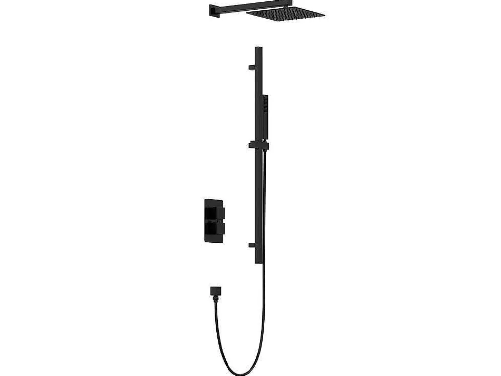 Inbouwdoucheset Met Thermostatische Mengkraan En Verstelbare Wandhouder - Mat Zwart - Terek-Shower & Design New