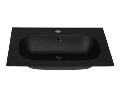 Inbouwwastafel In Hars Met Steenlook - Zwart - L60 X B46 Cm - Okiwa-Shower & Design Discount