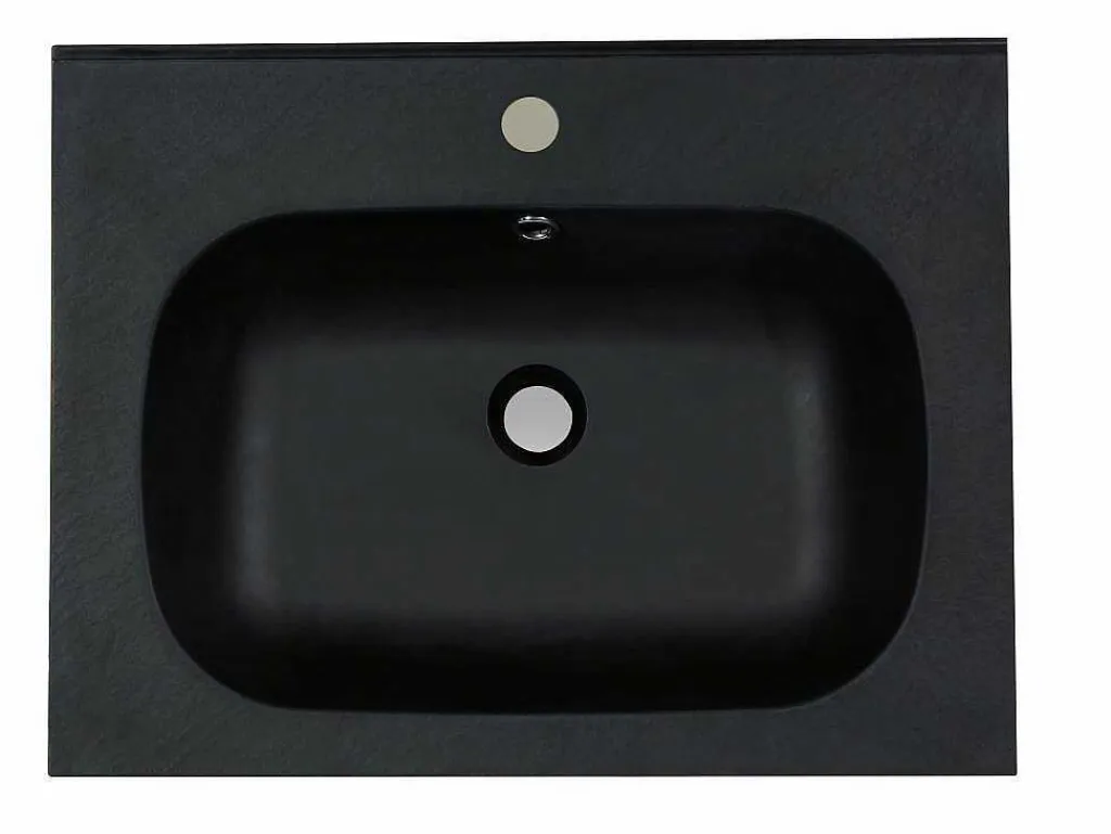 Inbouwwastafel In Hars Met Steenlook - Zwart - L60 X B46 Cm - Okiwa-Shower & Design Discount