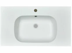 Inbouwwastafel In Hars Met Steenlook - Wit - L80 X B46 Cm - Okiwa-Shower & Design Best