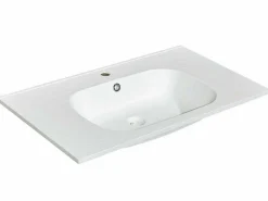 Inbouwwastafel In Hars Met Steenlook - Wit - L80 X B46 Cm - Okiwa-Shower & Design Best