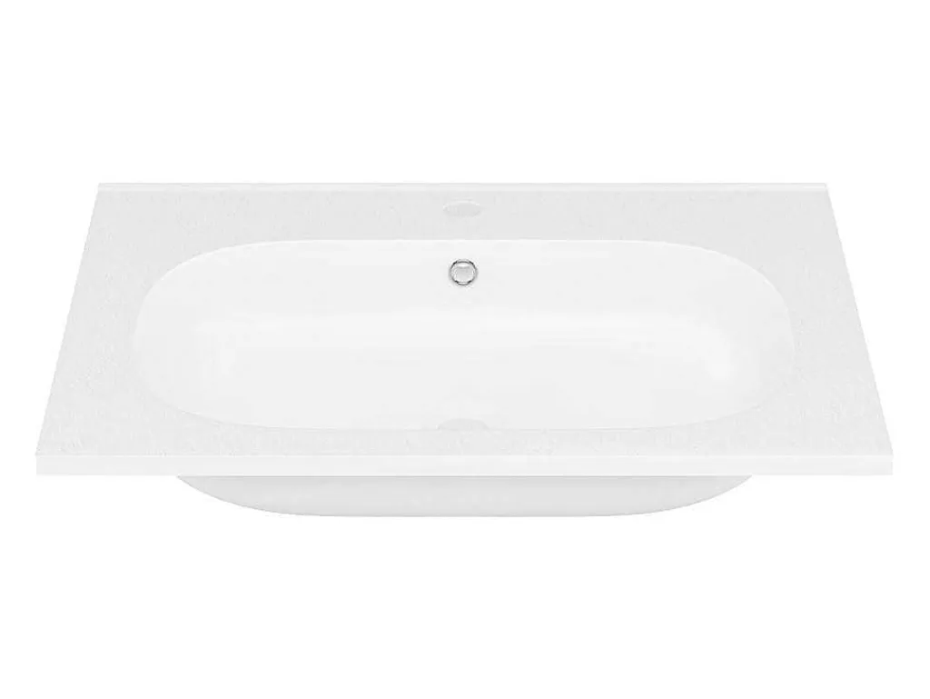 Inbouwwastafel Van Hars Met Steeneffect - Wit - L60 X B46 Cm - Okiwa-Shower & Design New